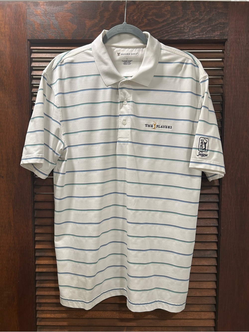 The Players TPG Sawgrass Striped White Golf Polo Shirt